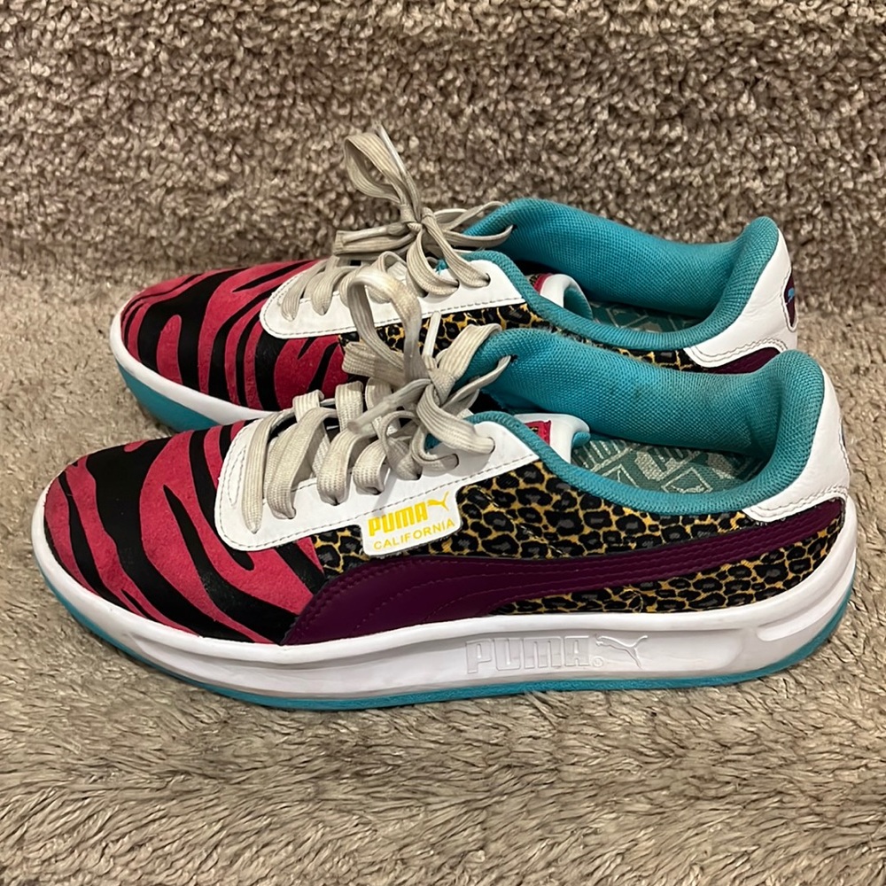 Puma Womens California Animal Print Sneaker Shoes Lace Up Size 8
